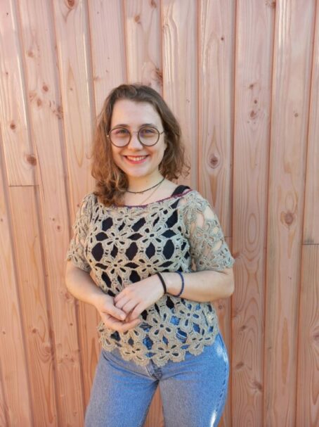 pull crochet soie ficelle face laines aquareve