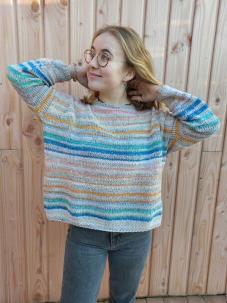 pull plage face en noro laines aquareve