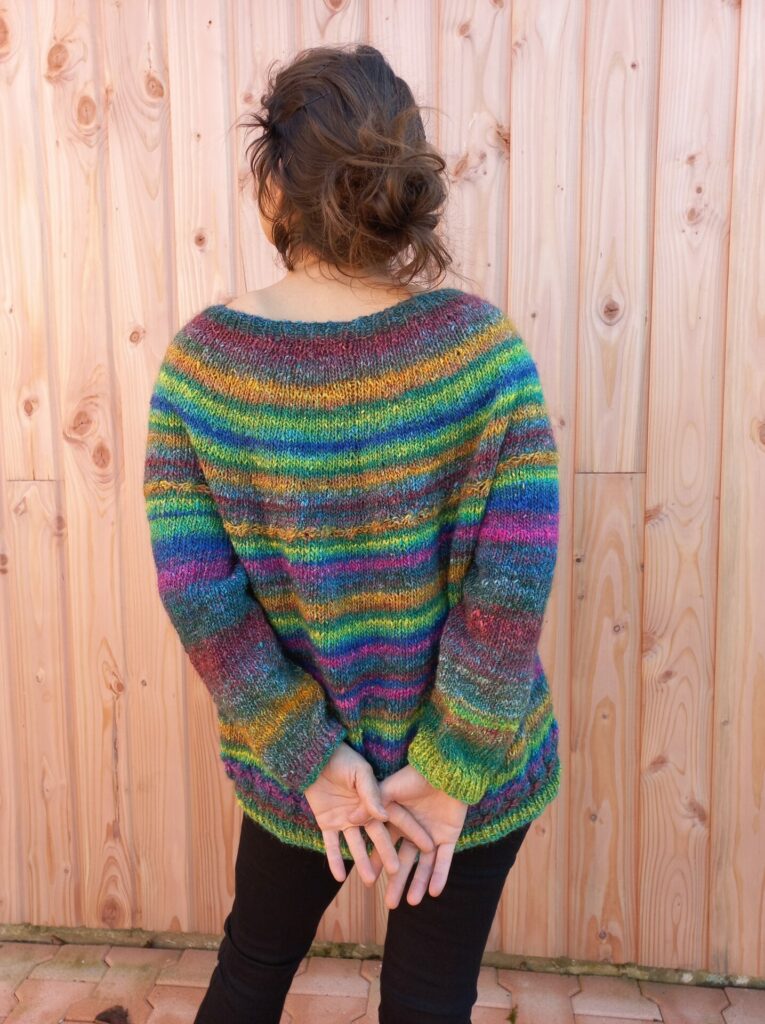 pull rayé silk garden dos laines aquarêve