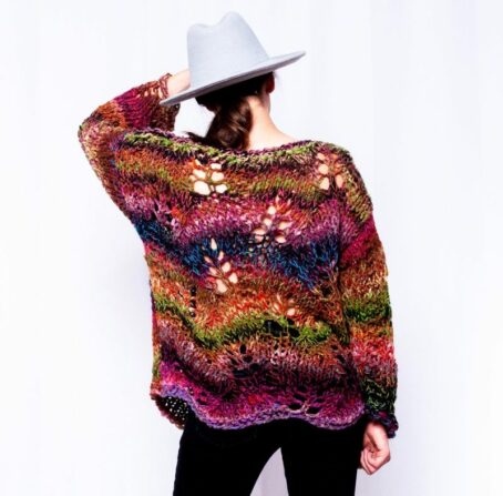 pull dentelle dos laines aquareve