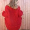 veste rouge mohair 5 laines aquarêve