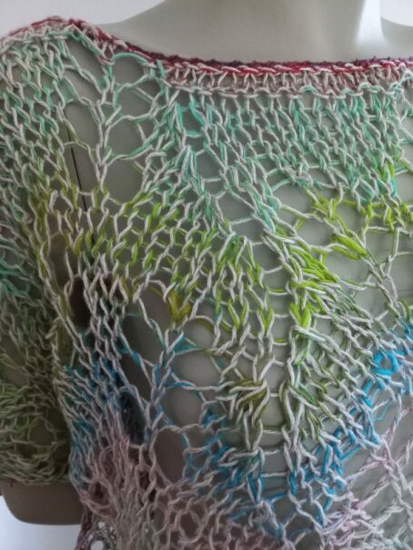pull dentelle lin et noro laines aquareve